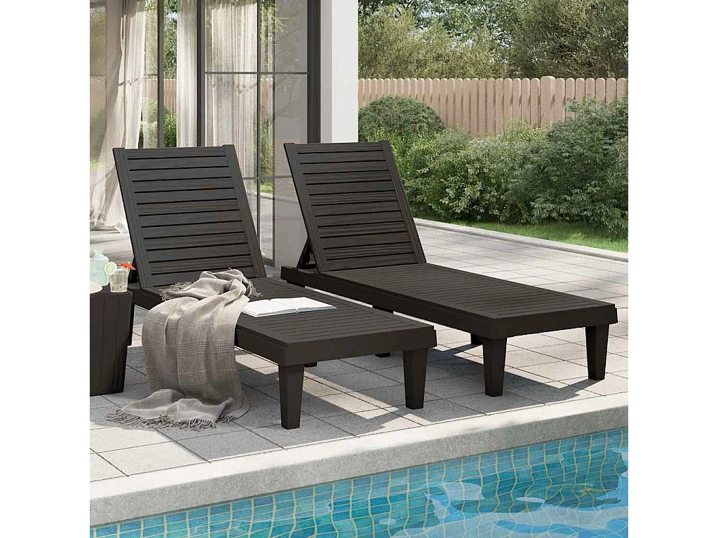 Chaises longues lot de 2 noir 155x58x83 cm polypropylène