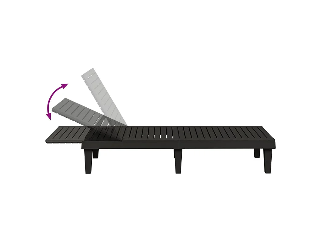 Chaises longues lot de 2 noir 155x58x83 cm polypropylène