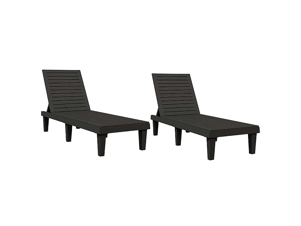 Sonnenliegen 2 Stk. Schwarz 155x58x83 cm Polypropylen