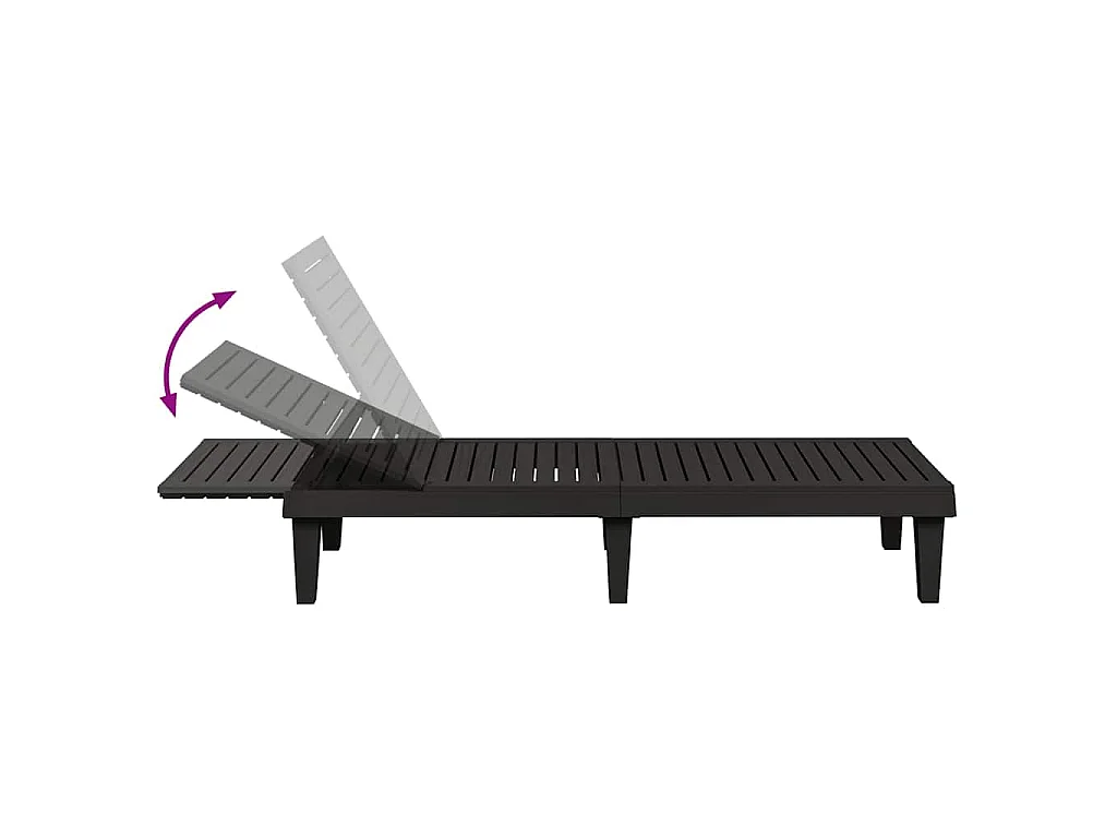 Chaises longues lot de 2 noir 155x58x83 cm polypropylène