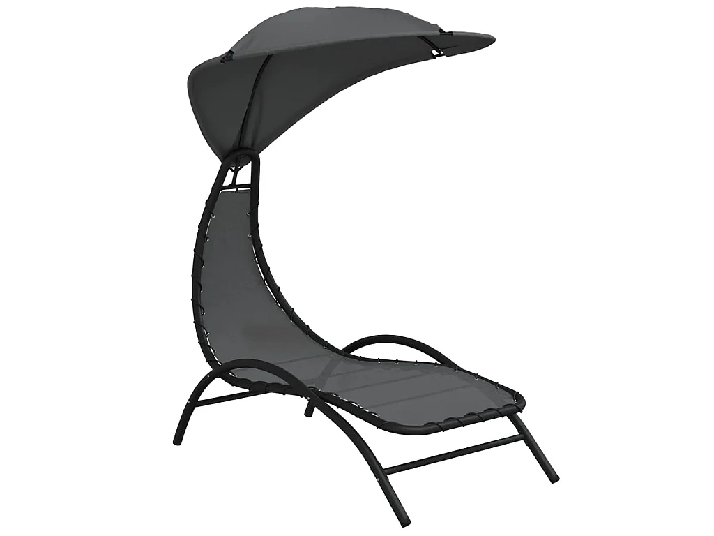 Chaise longue et auvent gris foncé 167x80x195 cm tissu et acier