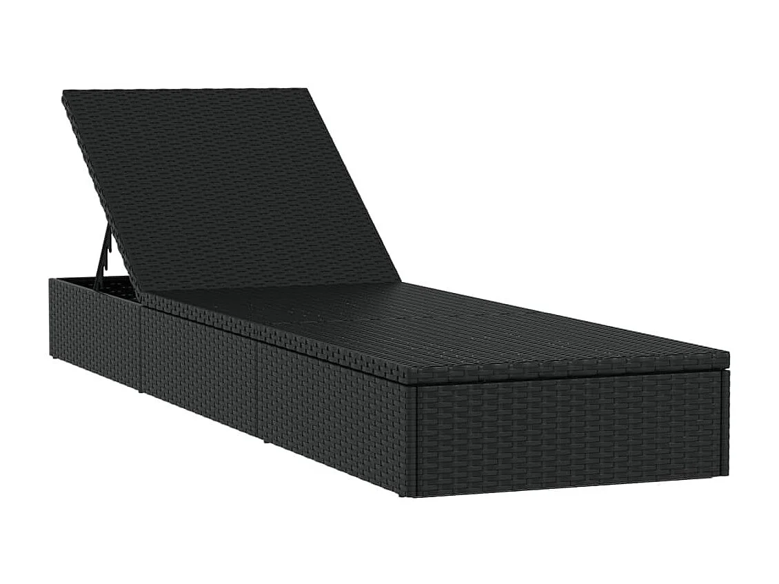 Sonnenliegen 2 Stk. mit Tisch Schwarz Poly Rattan