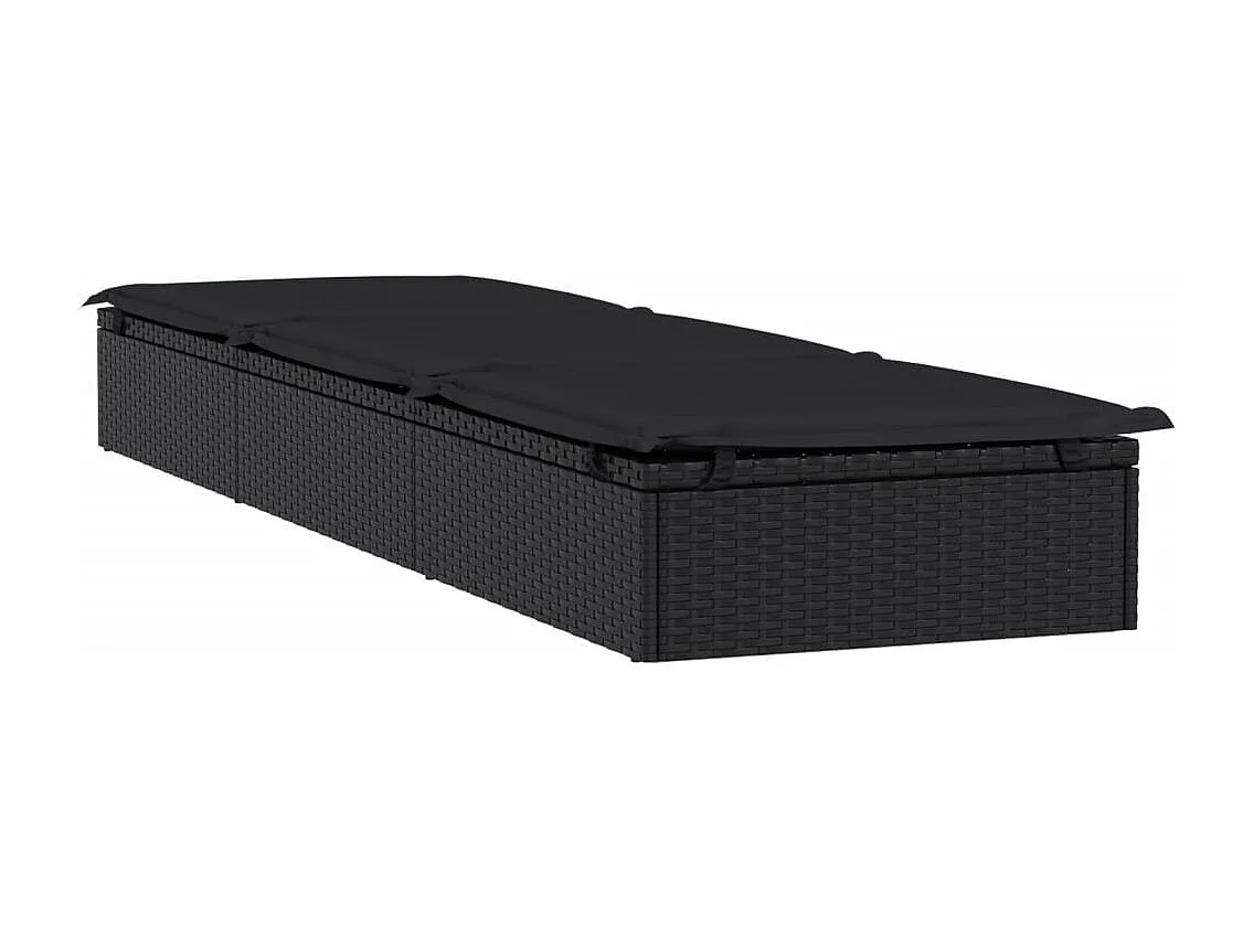 Sonnenliegen 2 Stk. mit Tisch Schwarz Poly Rattan