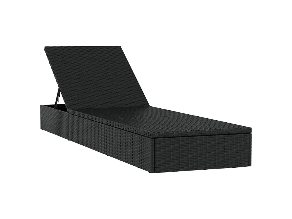 Ligbedden 2 st met tafel poly rattan zwart