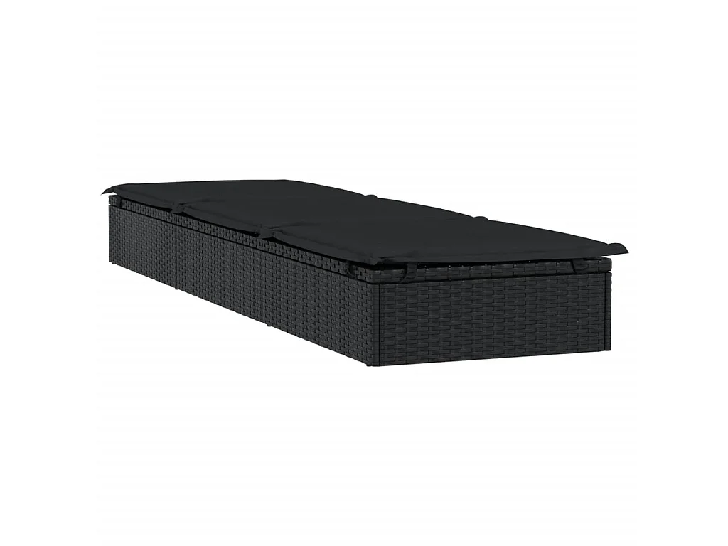 Ligbedden 2 st met tafel poly rattan zwart