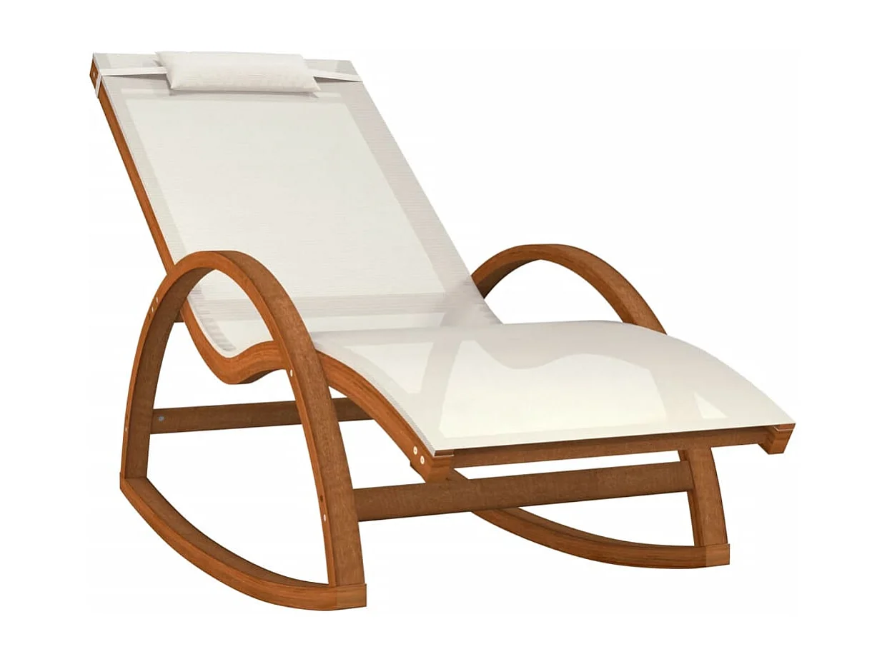 Cadeira de baloiço textilene e madeira de álamo maciça branco