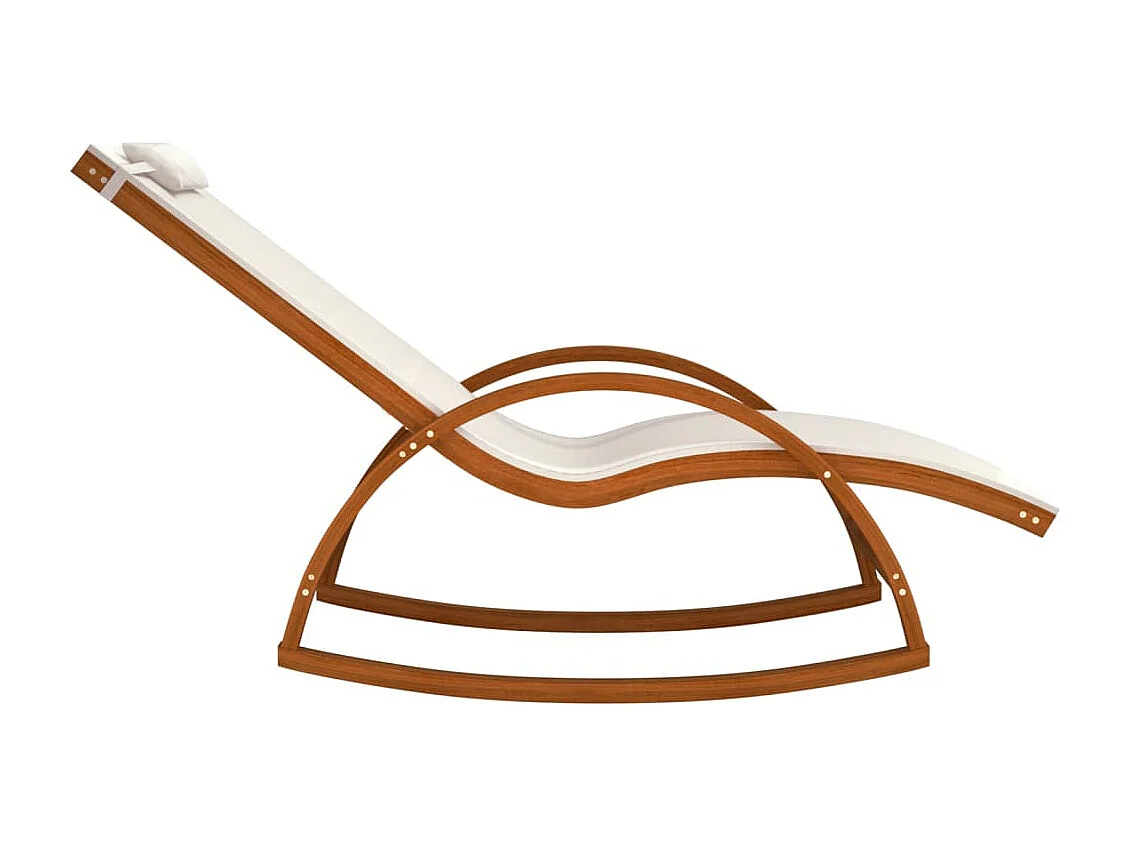 Cadeira de baloiço textilene e madeira de álamo maciça branco