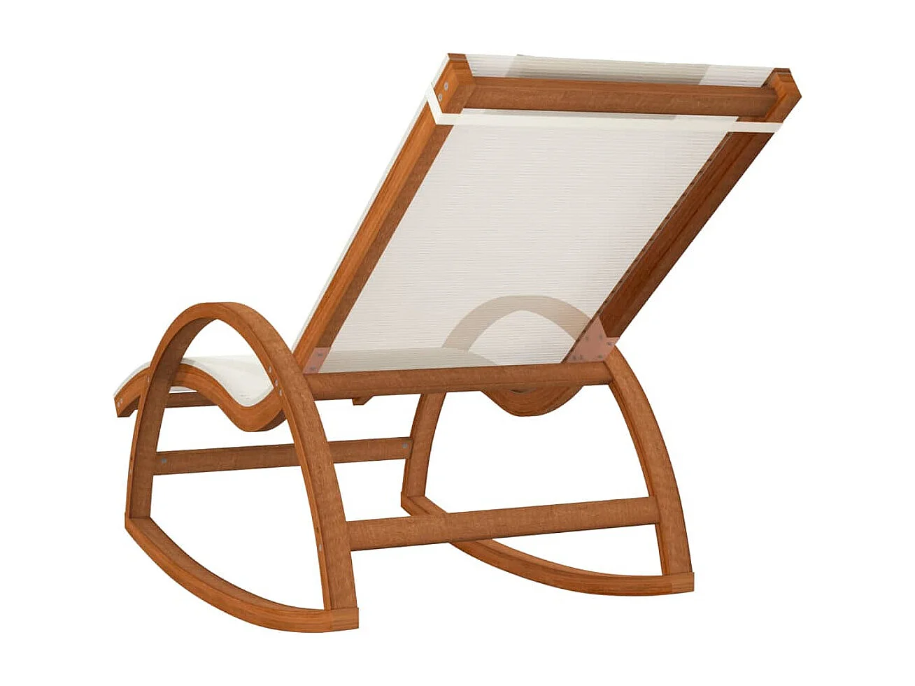 Cadeira de baloiço textilene e madeira de álamo maciça branco