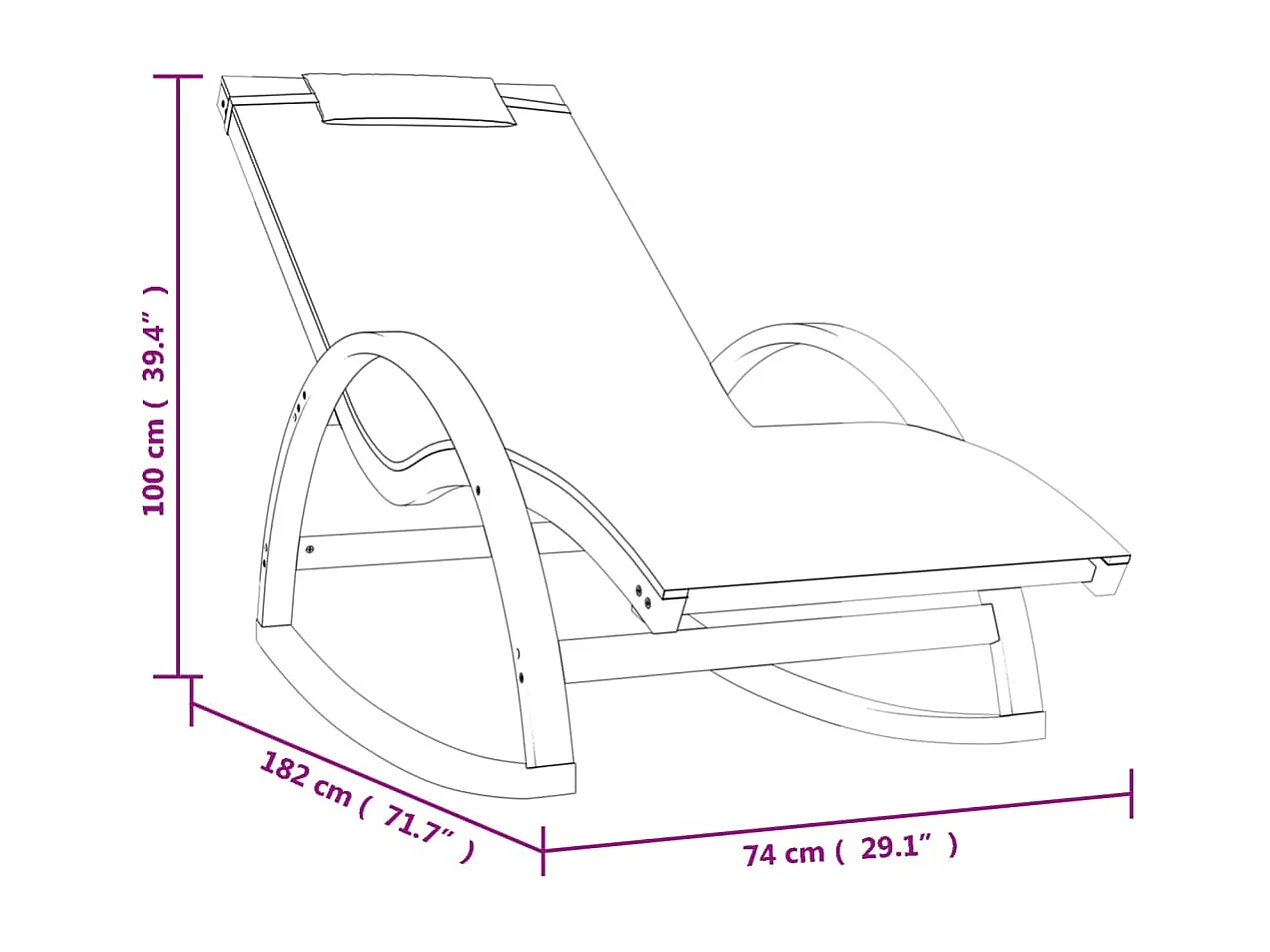 Cadeira de baloiço textilene e madeira de álamo maciça branco