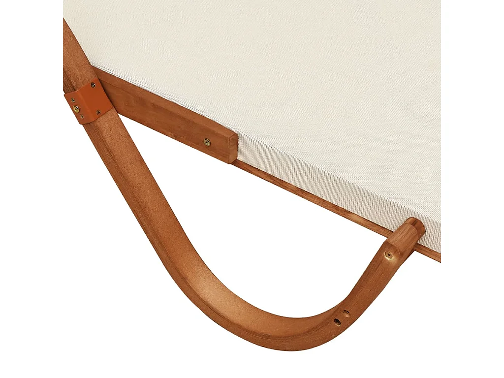 Lettino con Cuscino Bianco Textilene e Legno Massello di Pioppo