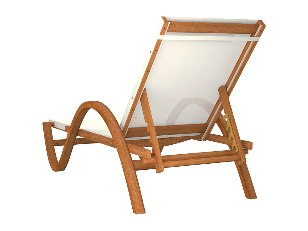 Chaise longue avec coussin blanc textilène/bois massif peuplier