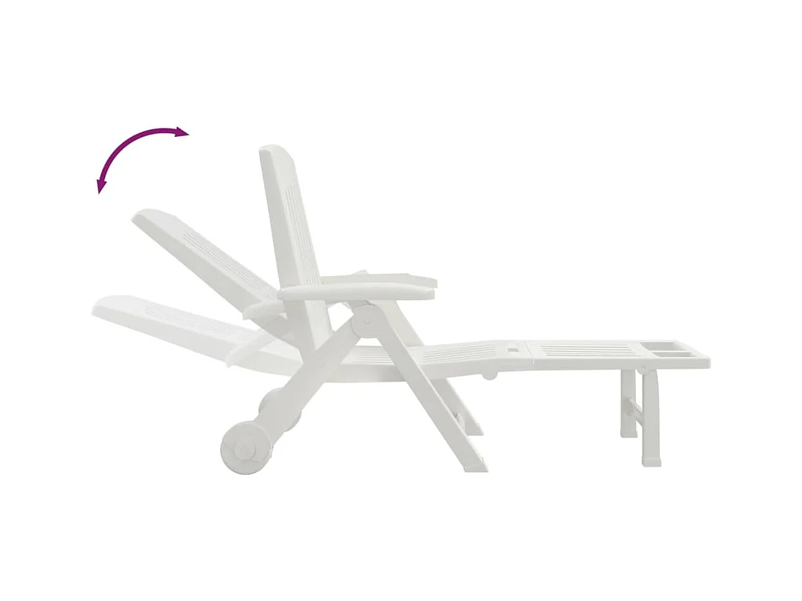 Ligbed met wielen inklapbaar PP wit