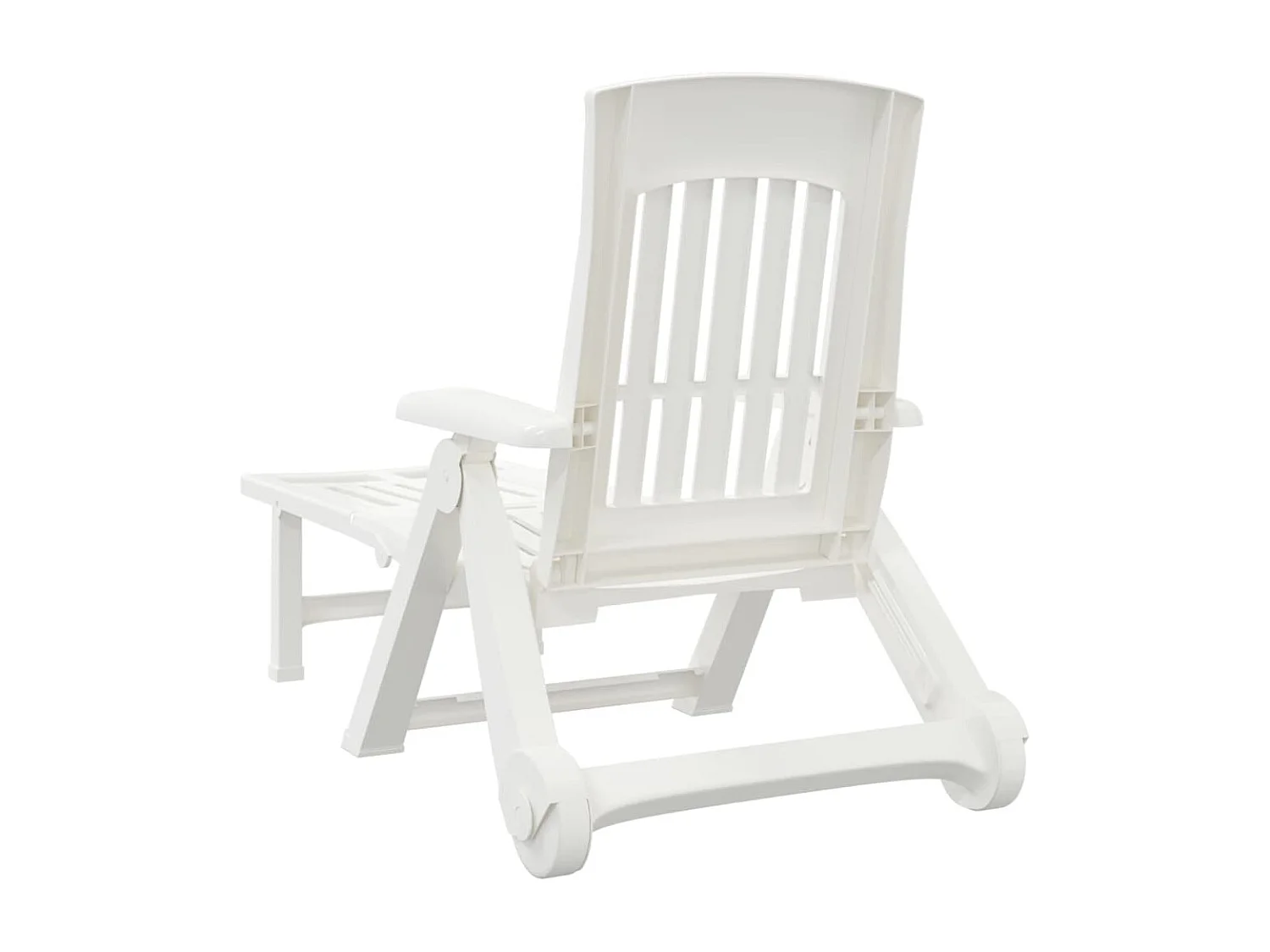 Chaise longue pliable avec roues blanc PP