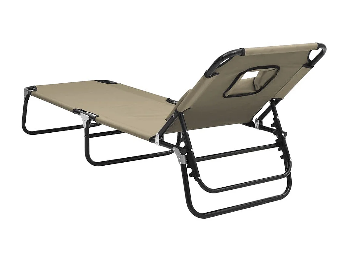 Tumbona plegable acero recubrimiento en polvo tela Oxford taupe