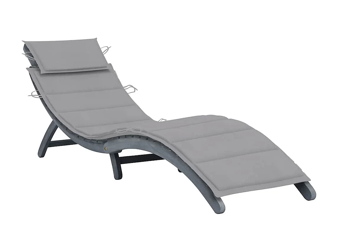 Chaise longue avec coussin Gris Bois d'acacia solide