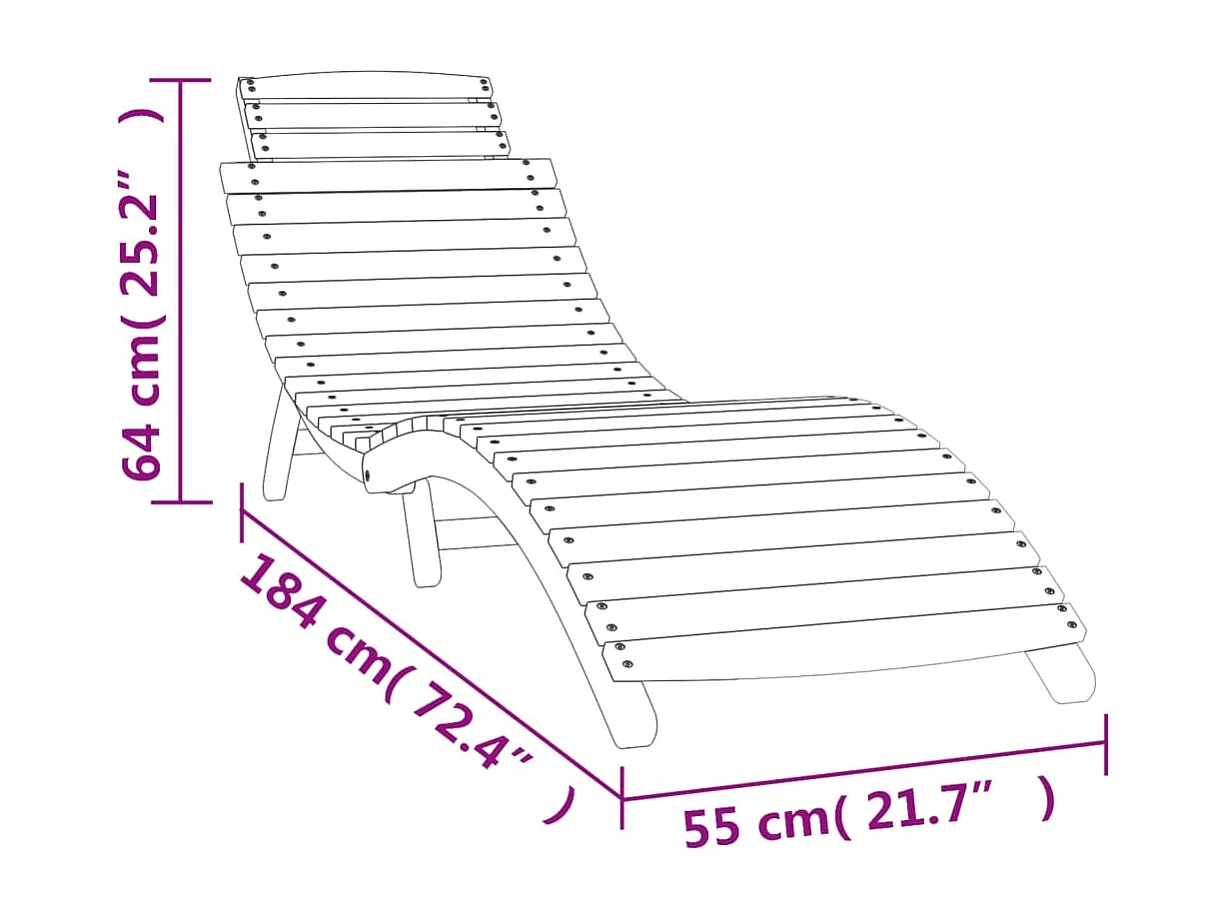 Sonnenliege mit Tisch Weiß Massivholz Akazie