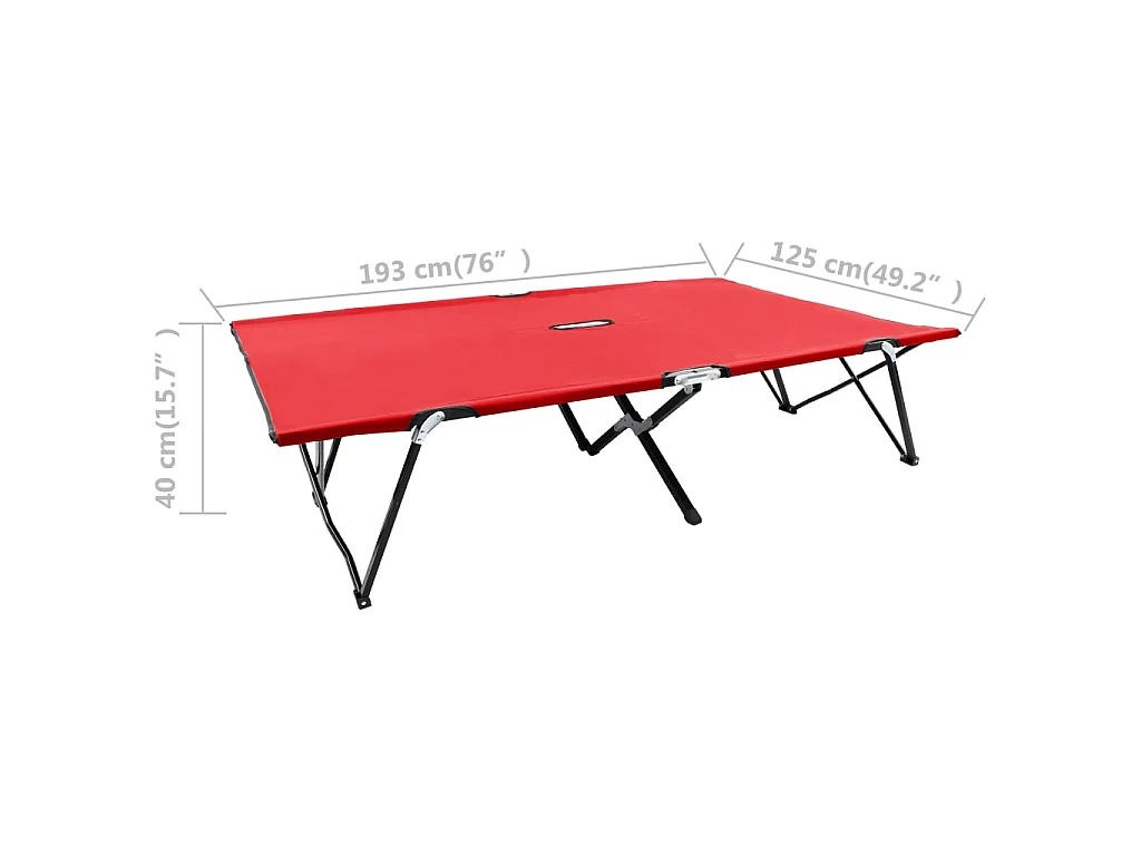 Chaise longue pliable 2 places rouge Acier