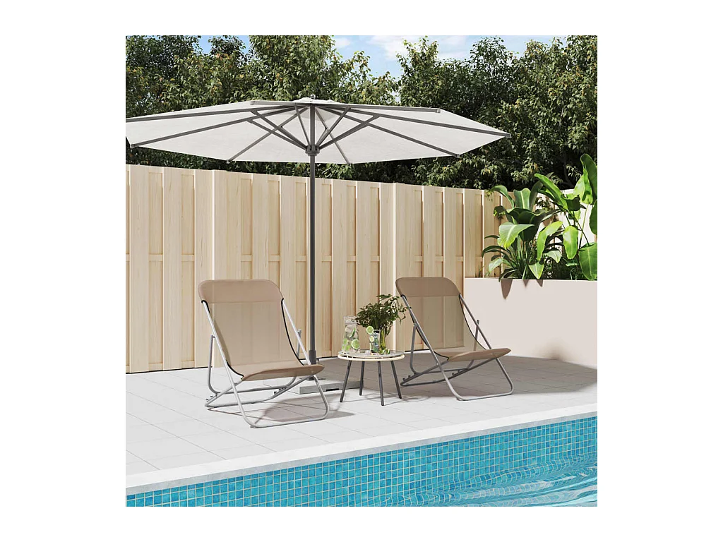 Chaises plage pliantes lot de 2 textilène acier enduit poudre