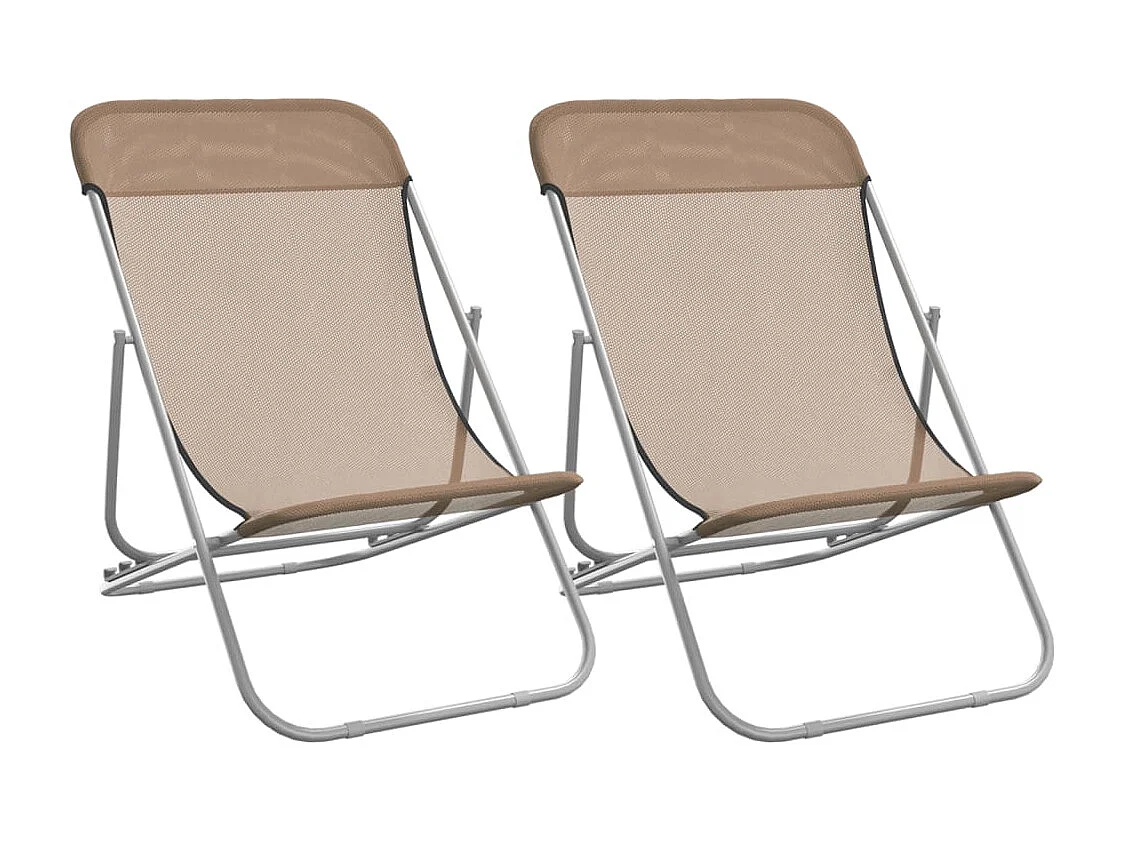 Chaises plage pliantes lot de 2 textilène acier enduit poudre