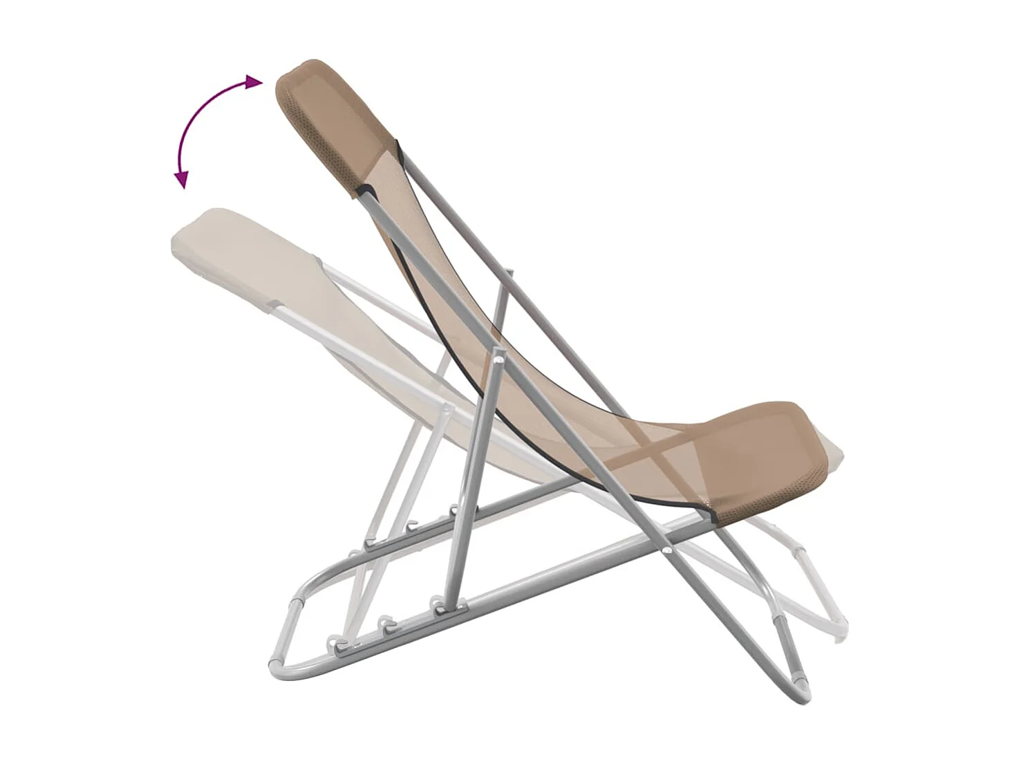 Chaises plage pliantes lot de 2 textilène acier enduit poudre