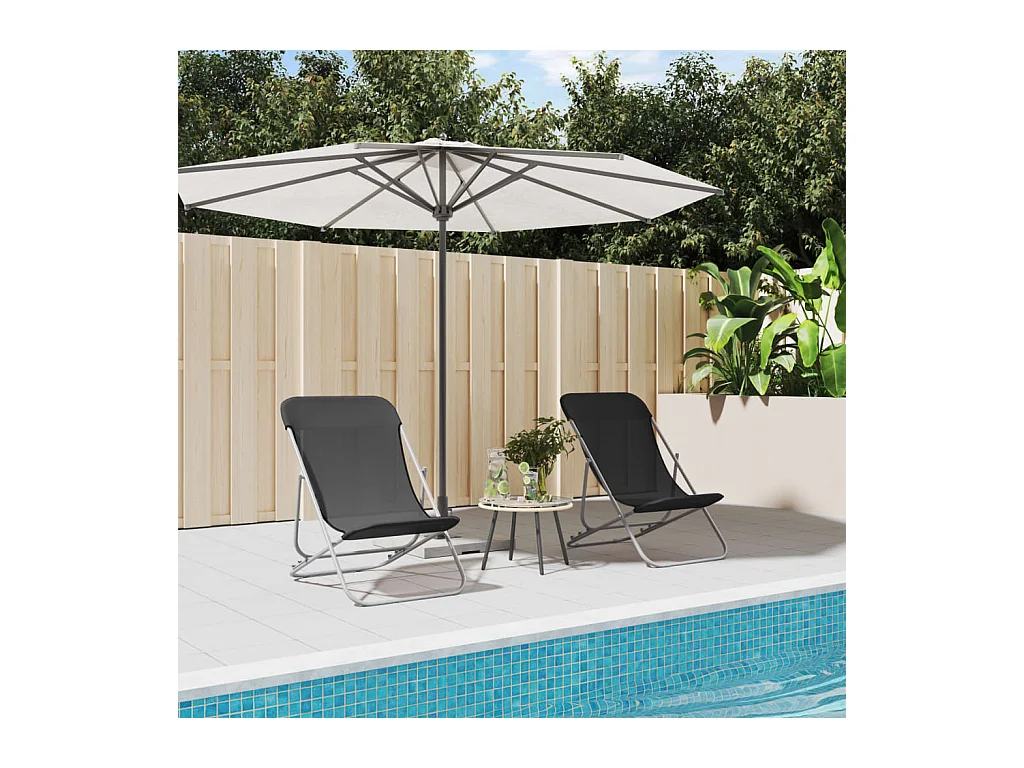 Chaises plage pliantes lot de 2 textilène acier enduit poudre