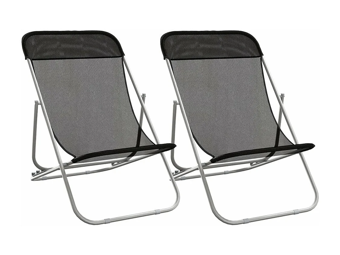 Chaises plage pliantes lot de 2 textilène acier enduit poudre