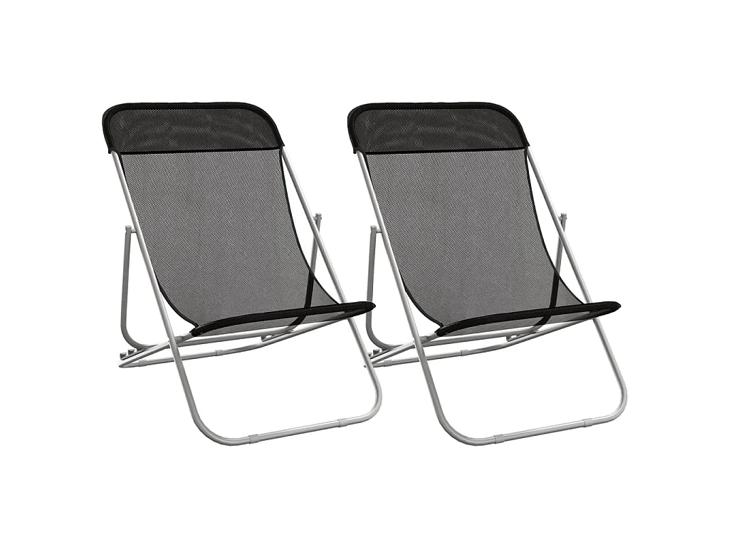 Chaises plage pliantes lot de 2 textilène acier enduit poudre