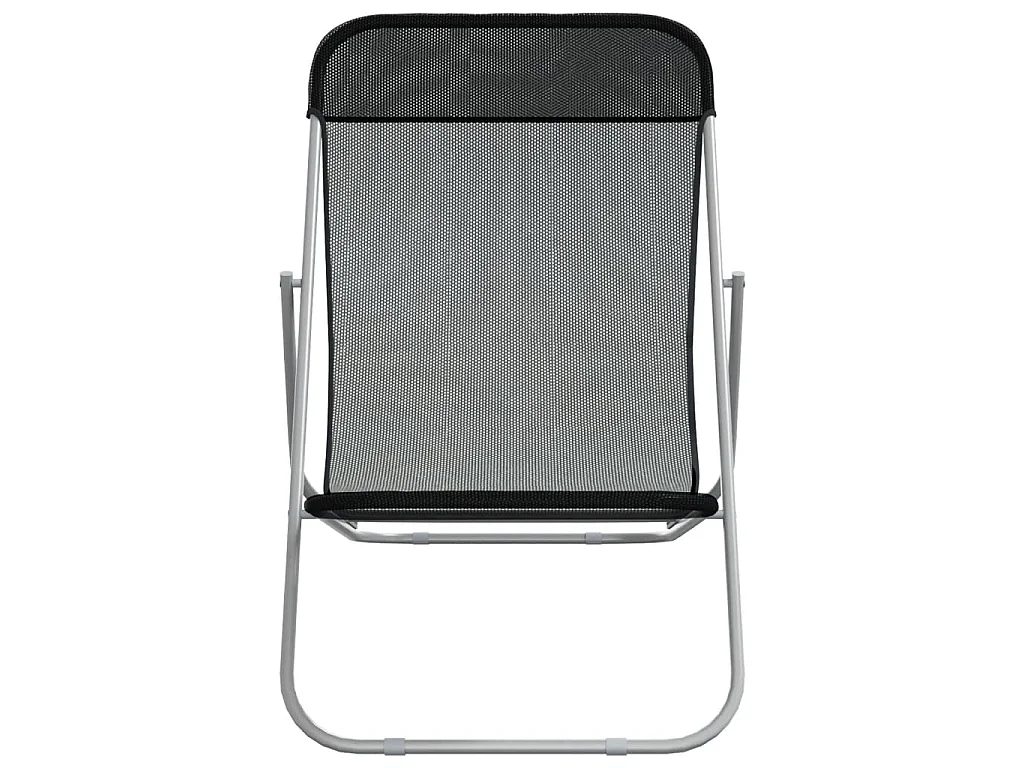Strandstoelen 2 st textileen en gepoedercoat staal zwart