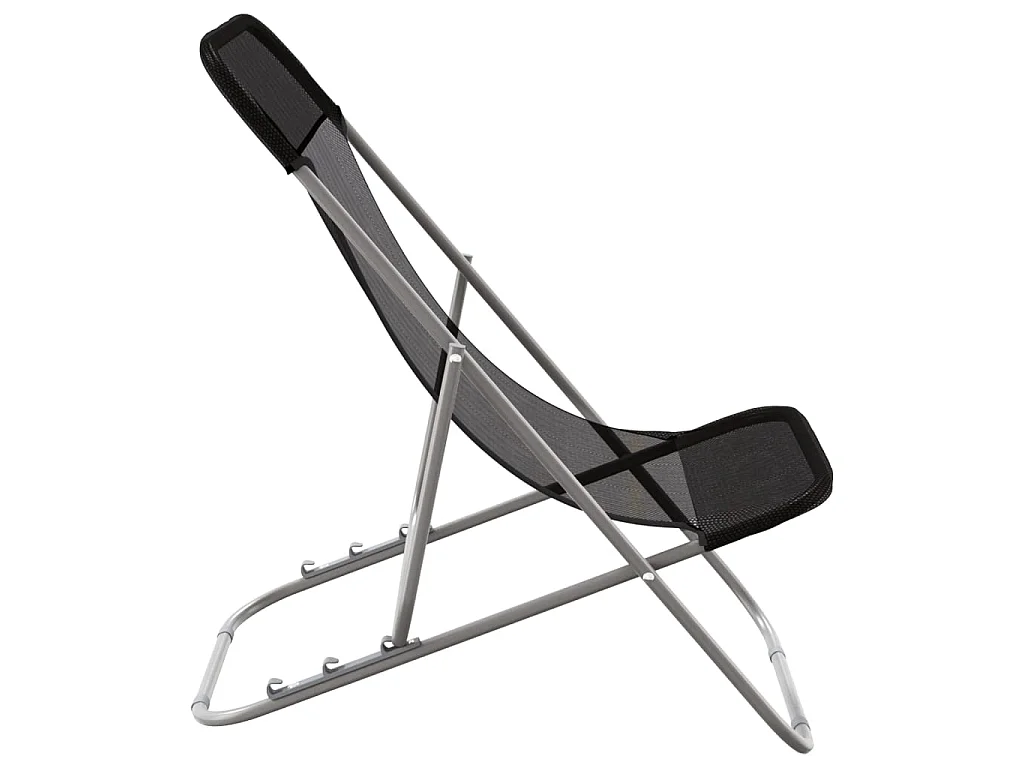 Strandstoelen 2 st textileen en gepoedercoat staal zwart