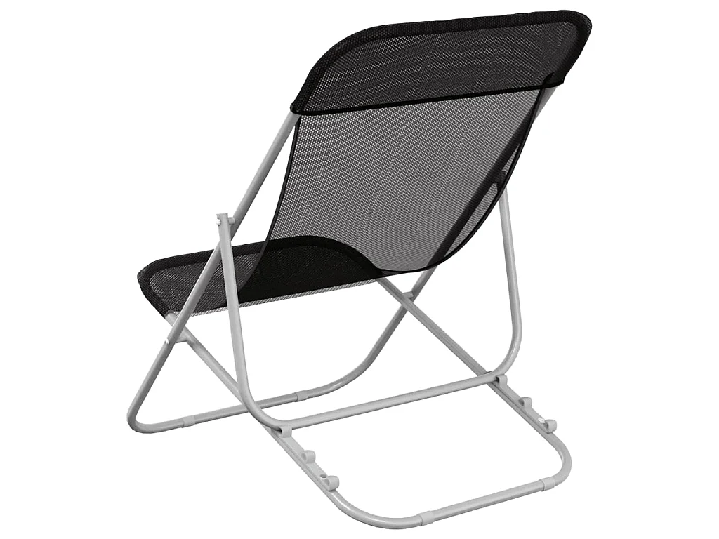Strandstoelen 2 st textileen en gepoedercoat staal zwart