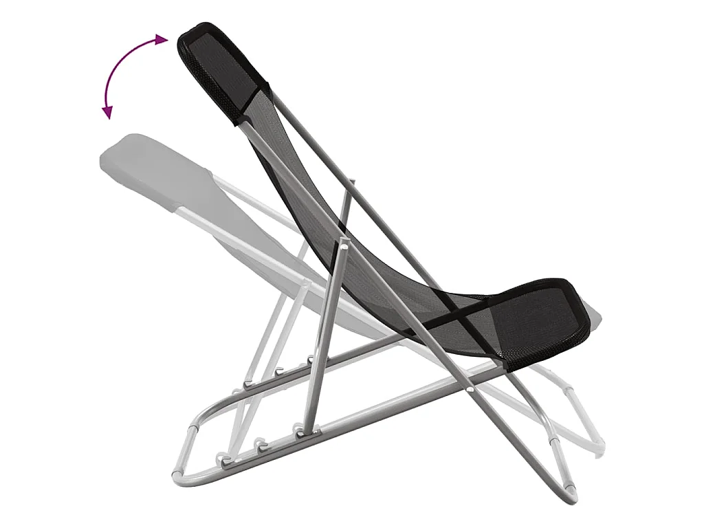 Strandstoelen 2 st textileen en gepoedercoat staal zwart