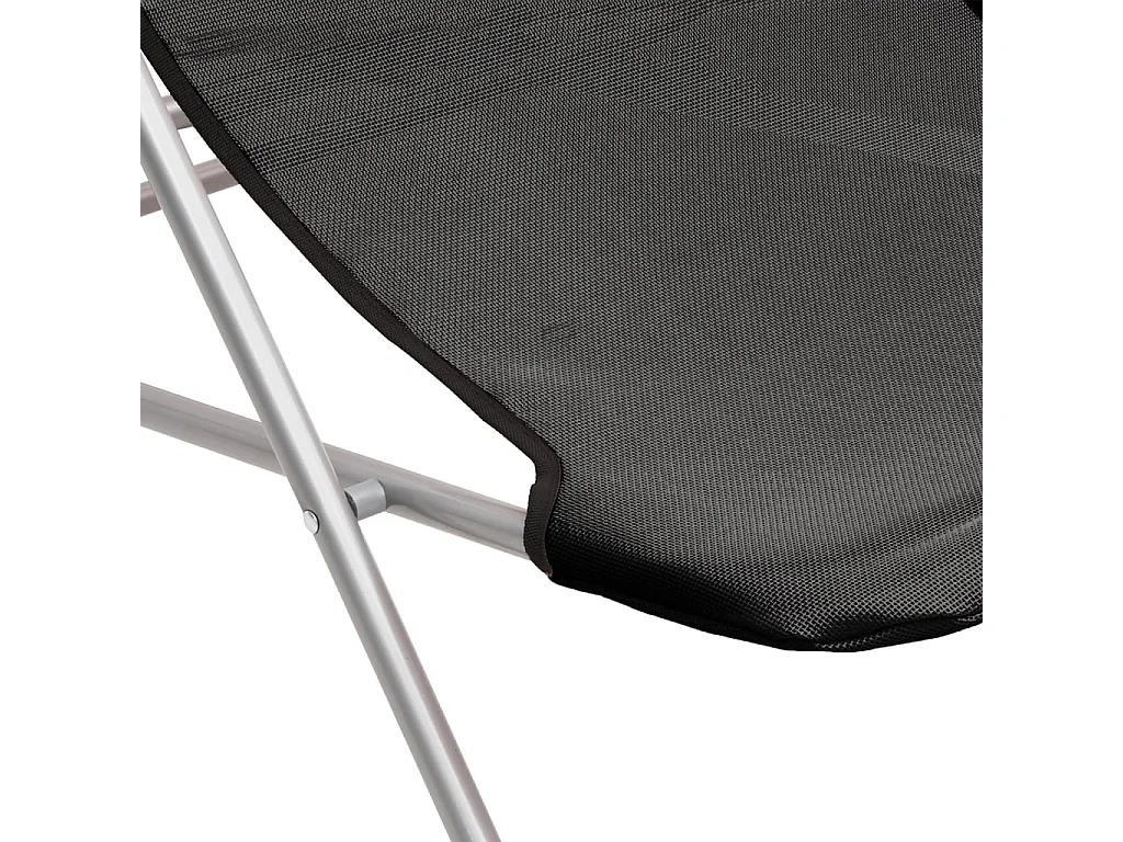 Strandstoelen 2 st textileen en gepoedercoat staal zwart