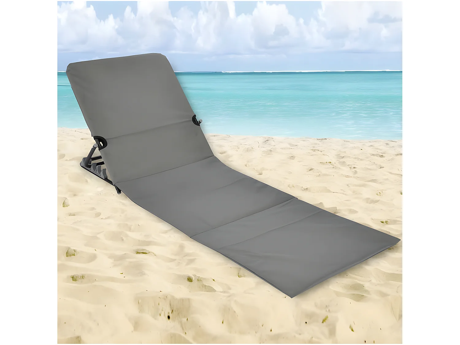 Esterilla silla plegable de playa PVC gris