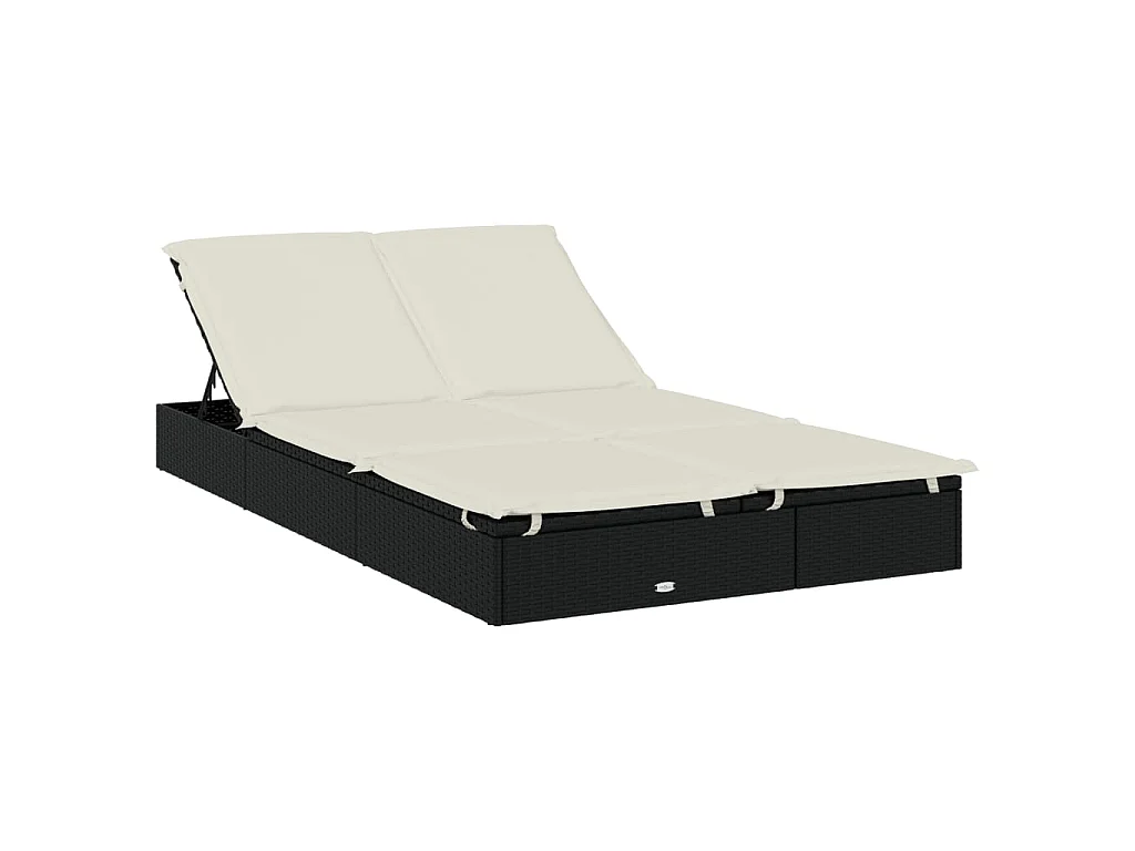 Ligbed 2-persoons met dak 213x118x97 cm poly rattan zwart