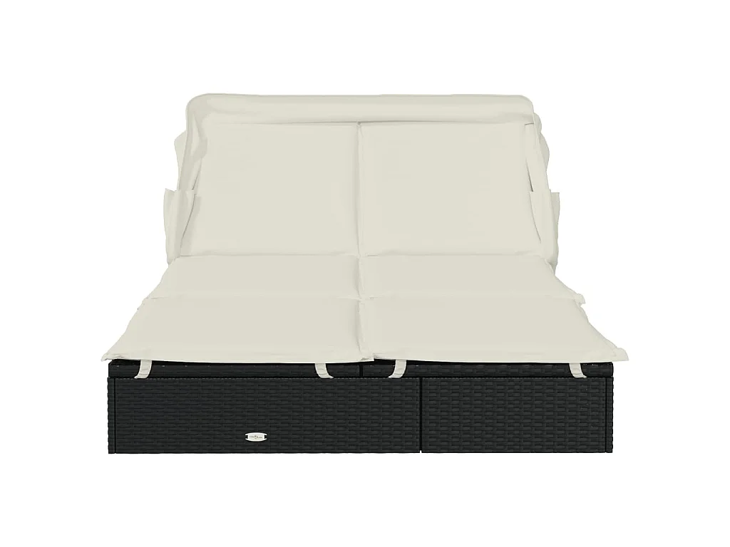 Ligbed 2-persoons met dak 213x118x97 cm poly rattan zwart