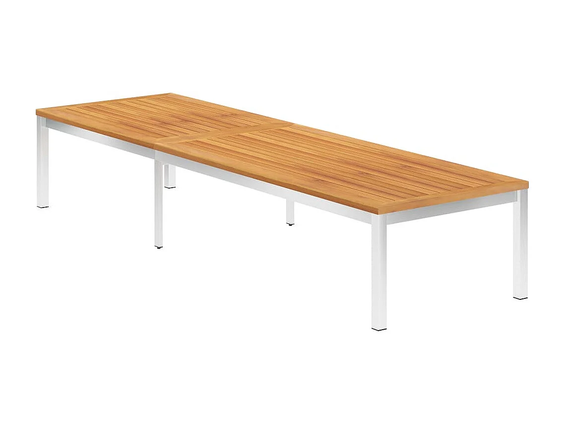 Chaise longue avec coussin Bois d'acacia et acier inoxydable