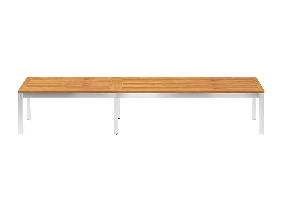 Chaise longue avec coussin Bois d'acacia et acier inoxydable