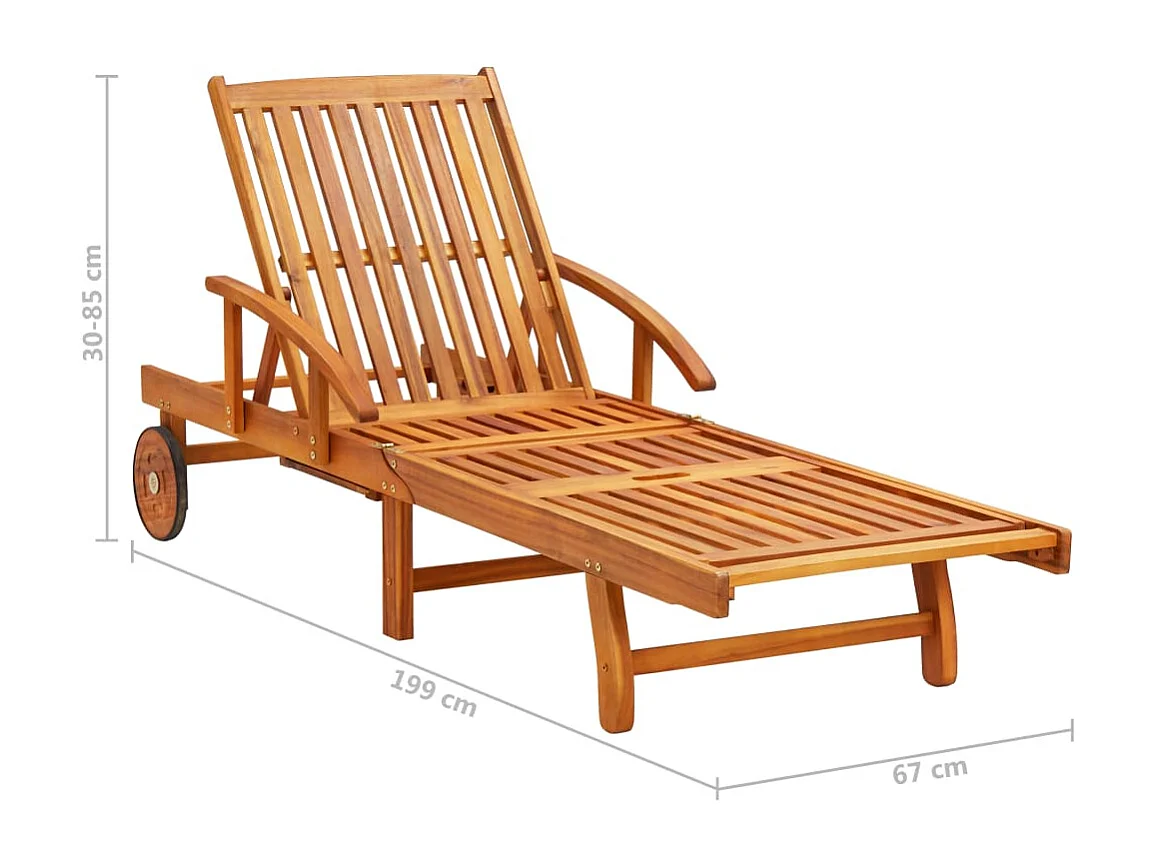 Chaises longues lot de 2 avec coussins Bois d'acacia solide