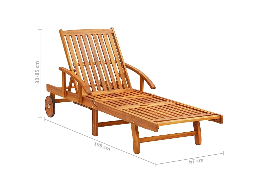 Sonnenliegen 2 Stk. mit Auflagen Massivholz Akazie