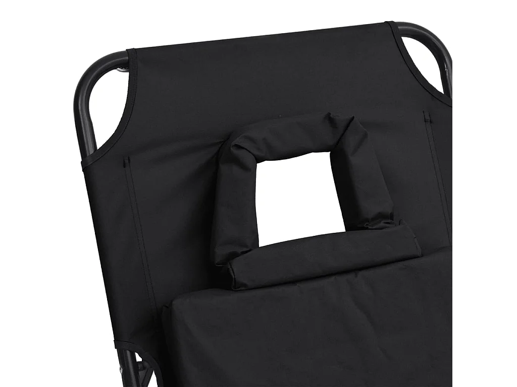 Tumbona plegable acero recubrimiento en polvo tela Oxford negro