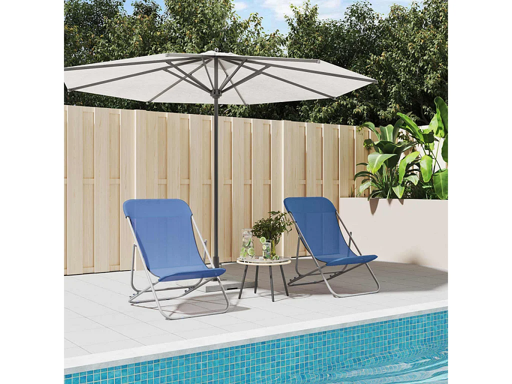 Chaises plage pliantes lot de 2 textilène acier enduit poudre