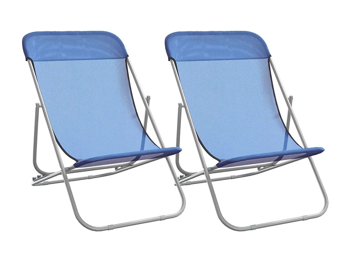 Strandstühle 2 Stk. Blau Textilene & Pulverbeschichteter Stahl