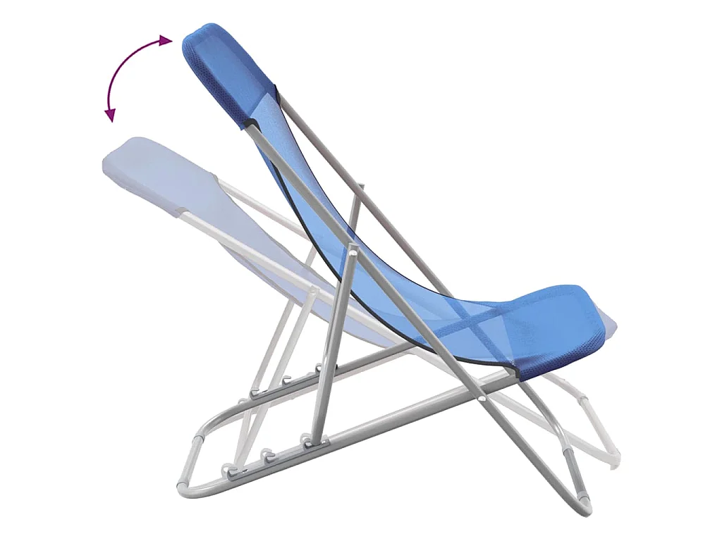 Chaises plage pliantes lot de 2 textilène acier enduit poudre