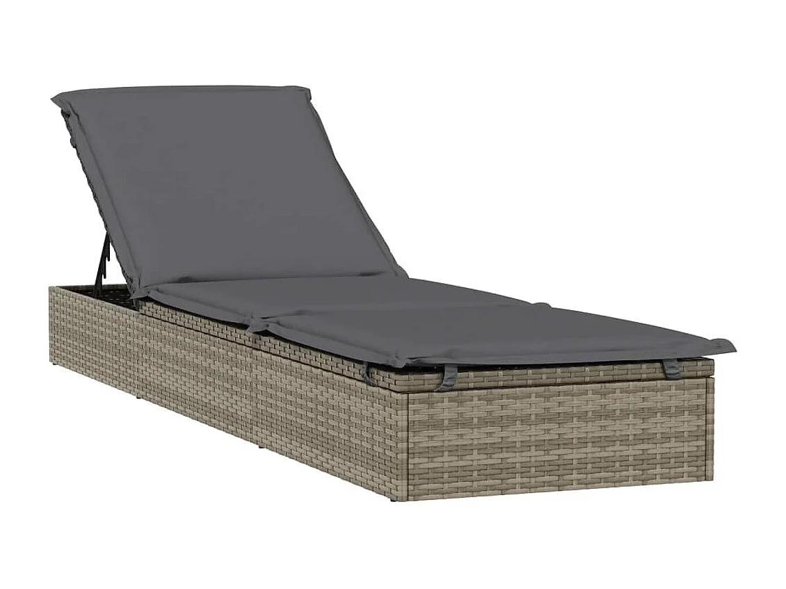 Lettino con Tetto Rotondo Grigio 211x57x140 cm Polyrattan