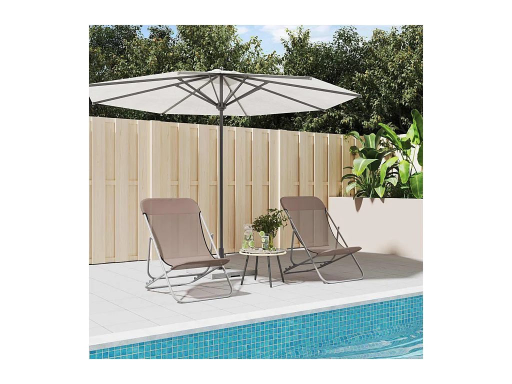 Chaises plage pliantes lot de 2 textilène acier enduit poudre