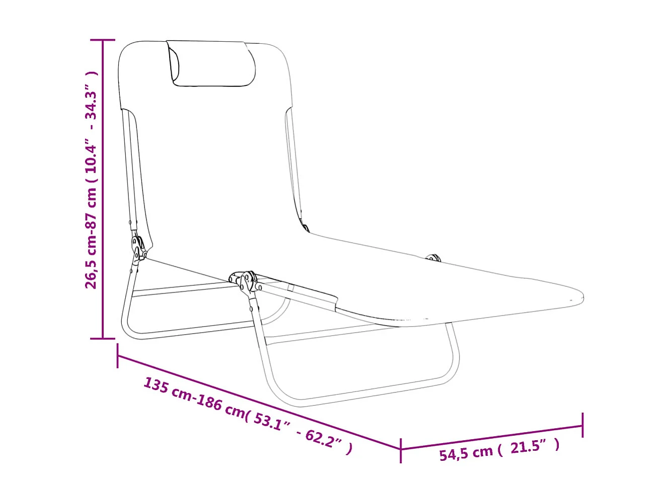 Chaises longues pliables lot de 2 crème textilène et acier