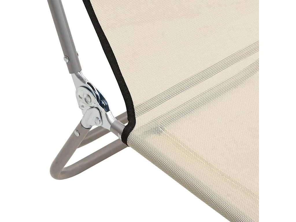 Chaises longues pliables lot de 2 crème textilène et acier