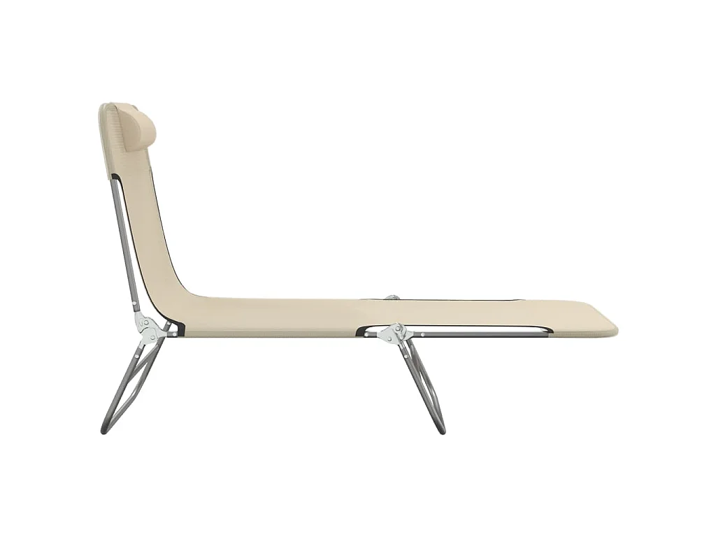 Chaises longues pliables lot de 2 crème textilène et acier