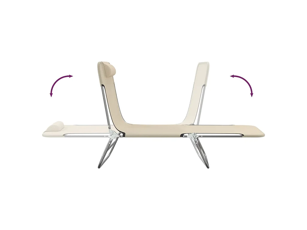 Chaises longues pliables lot de 2 crème textilène et acier