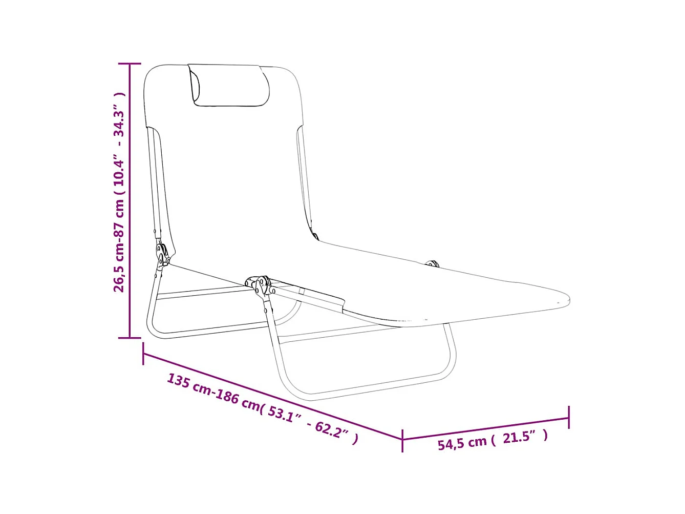 Chaises longues pliables lot de 2 bleu textilène et acier